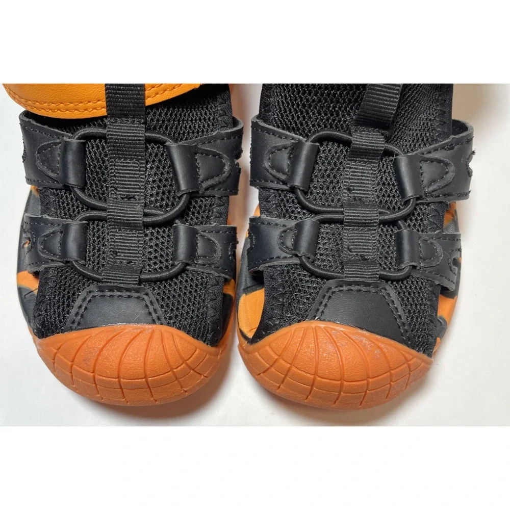Nortiv8 Youth Kid's Closed Toe Toed Athletic Water Sandals Size 11 Black/Orange